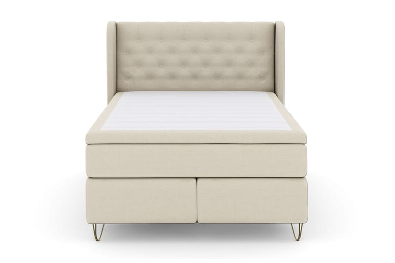 Select No 6 Komplett Sängpaket 140x200 Medium Watergel, Beige/Metall V-form