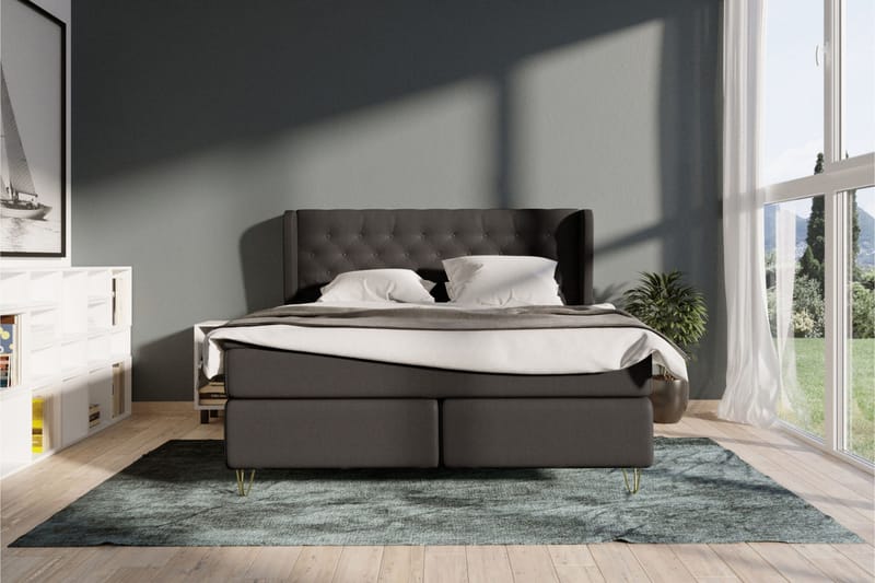 Select No 6 Komplett Sängpaket 180x200 Fast Latex/Memory - Mörkgrå/Metall V-form - Möbler - Säng - Kontinentalsäng