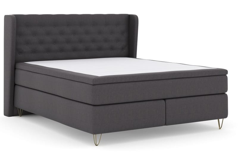 Select No 6 Komplett Sängpaket 180x200 Fast Latex/Memory - Mörkgrå/Metall V-form - Möbler - Säng - Kontinentalsäng