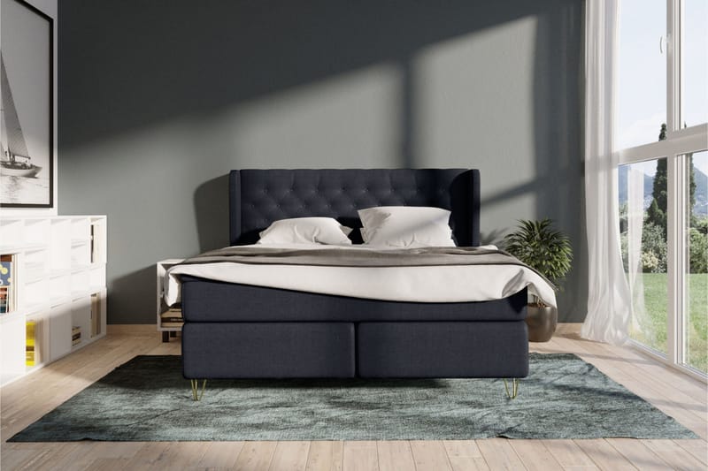 Select No 6 Komplett Sängpaket 180x200 Fast Memory/Pocket - Blå/Metall V-form - Möbler - Säng - Kontinentalsäng