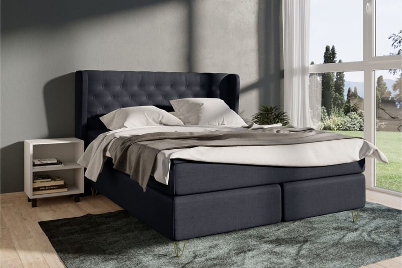 Select No 6 Komplett Sängpaket 180x200 Fast Memory/Pocket - Blå/Metall V-form - Möbler - Säng - Kontinentalsäng