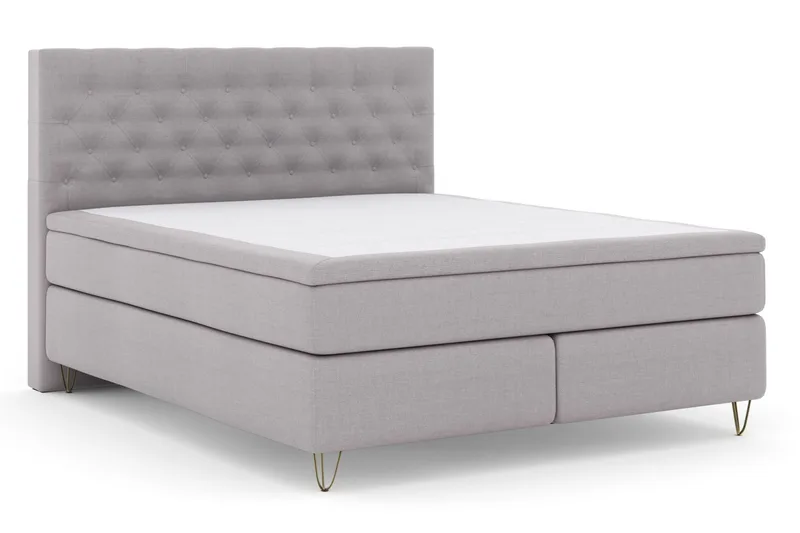 Select No 6 Komplett Sängpaket 180x200 F/M Memory/Pocket - Ljusgrå/Metall V-form - Möbler - Säng - Kontinentalsäng