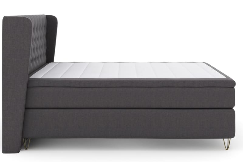 Select No 6 Komplett Sängpaket 210x210 Fast/Medium Watergel - Mörkgrå/Metall V-form - Möbler - Säng - Kontinentalsäng