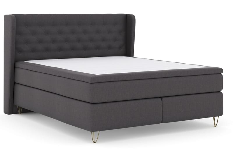 Select No 6 Komplett Sängpaket 210x210 F/M Memory/Pocket - Mörkgrå/Metall V-form - Möbler - Säng - Kontinentalsäng