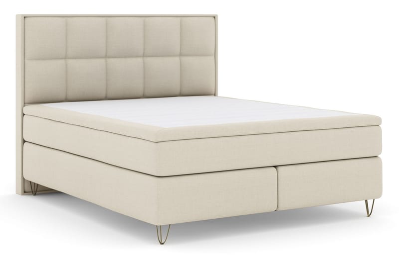 Select No 6 Komplett Sängpaket 210x210 Medium Watergel - Beige/Metall V-form - Komplett sängpaket - Kontinentalsäng - Dubbelsäng - Familjesäng