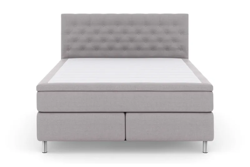 Select No 6 Kontinentalsäng 160x200 Fast Memory/Pocket, Ljusgrå/Metall