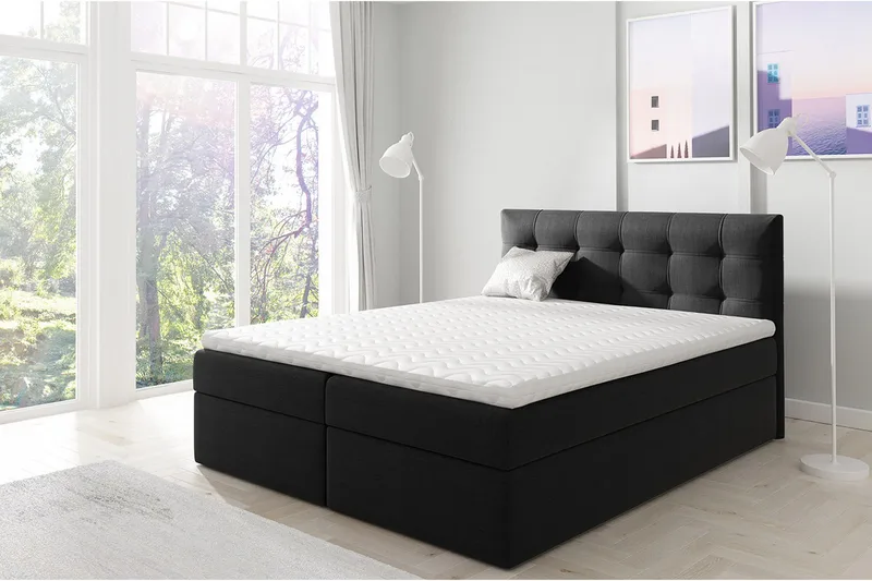 Skaftå Kontinentalsäng 200x200 cm - Svart/Vit - Möbler - Säng - Kontinentalsäng