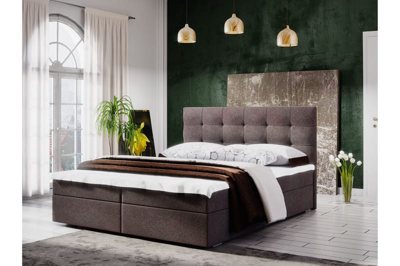 Stephanie Sängpaket 180x200 Rutmönstrad Gavel  Brun - Brun - Möbler - Säng - Kontinentalsäng