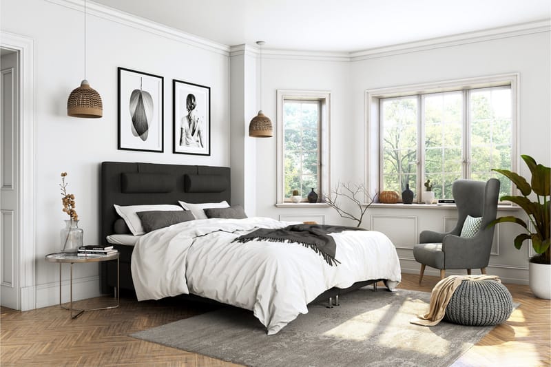 Superior Lyx Komplett Sängpaket 120x200 - Svarta Ben - Möbler - Säng - Komplett sängpaket