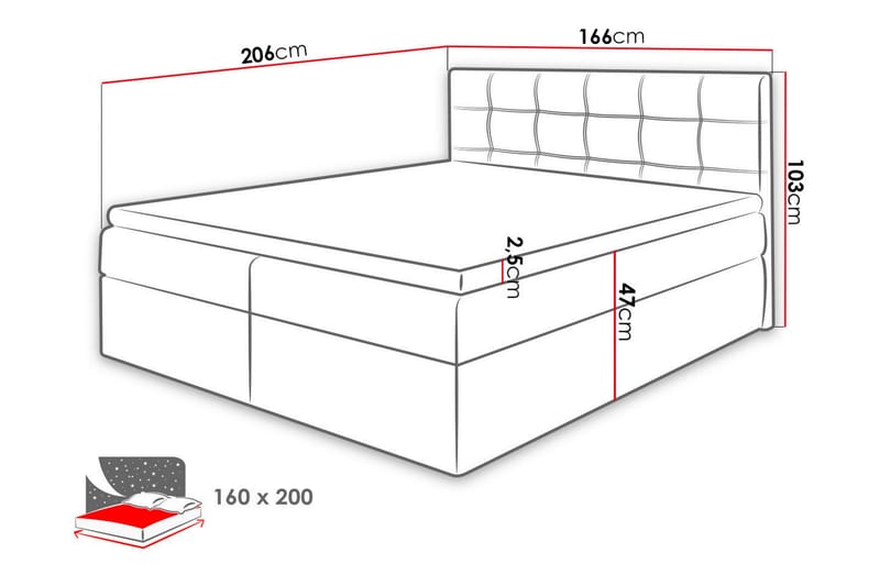 Svenes Kontinentalsäng 160x200 cm - Mörkgrå - Kontinentalsäng