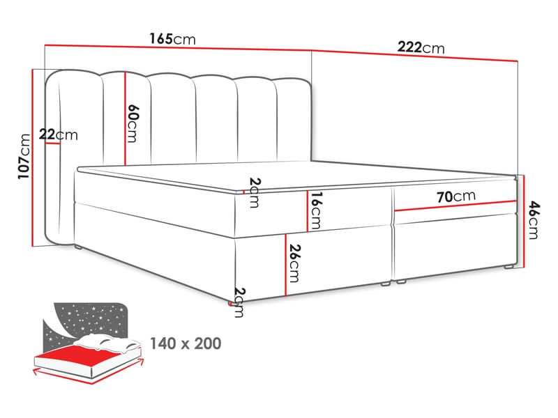 Varlen Komplett Sängpaket Kontinentalsäng med förvaring 140x200 cm - vit - Möbler - Säng - Kontinentalsäng