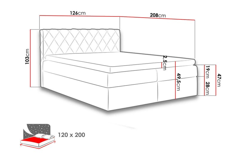 Korshavn Kontinentalsäng 120x200 - Grå - Möbler - Säng - Kontinentalsäng