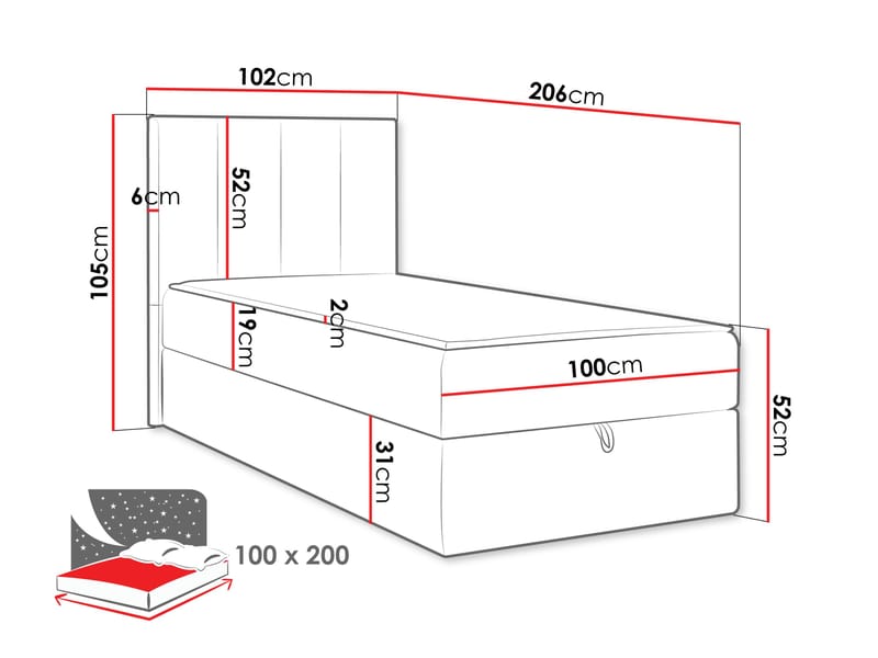 Laggano Sängpaket Kontinentalsäng 100x200 cm - brun - Möbler - Säng - Komplett sängpaket