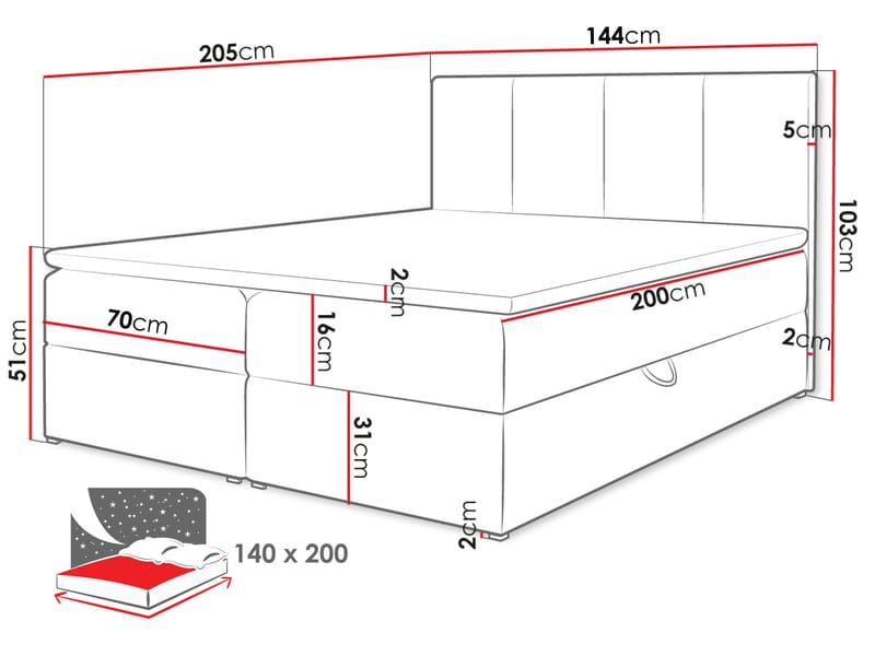 Laggano Sängpaket Kontinentalsäng 140x200 cm - ljusgrå - Möbler - Säng - Komplett sängpaket