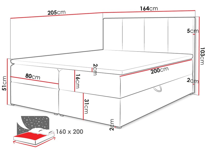 Laggano Sängpaket Kontinentalsäng 160x200 cm - brun - Möbler - Säng - Komplett sängpaket
