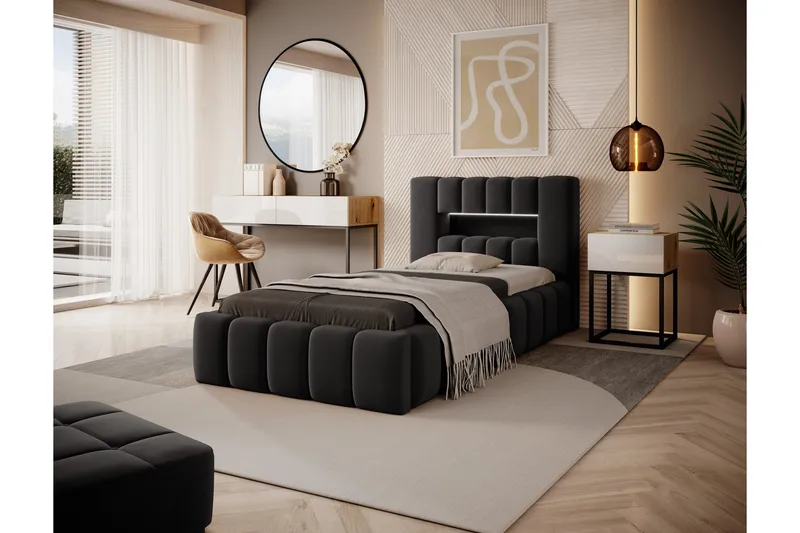 Lamica Sängram 90x200 cm, Mörkgrå