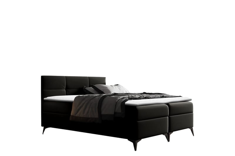 Leckersbo Komplett Sängpaket Kontinentalsäng med förvaring 120x200 cm - Svart - Möbler - Säng - Komplett sängpaket