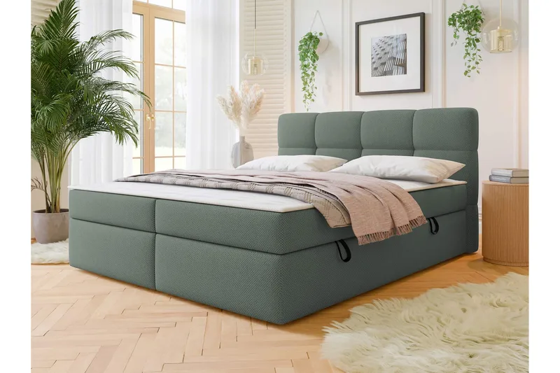 Leckersbo Komplett Sängpaket Kontinentalsäng med förvaring 140x200 cm - Grön - Möbler - Säng - Komplett sängpaket