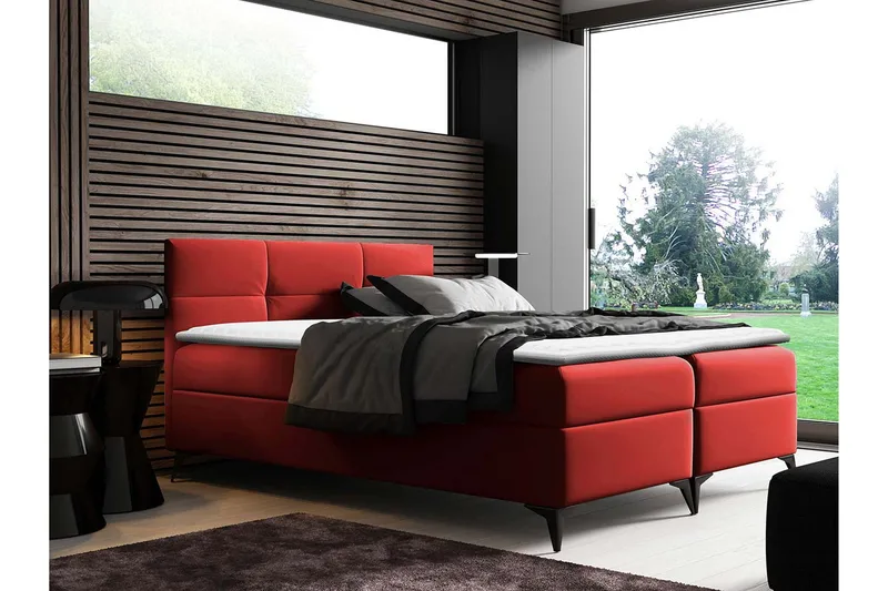 Leckersbo Komplett Sängpaket Kontinentalsäng med förvaring 140x200 cm - Röd - Möbler - Säng - Komplett sängpaket