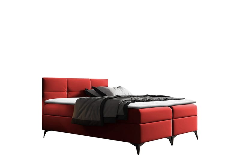 Leckersbo Komplett Sängpaket Kontinentalsäng med förvaring 140x200 cm, Röd