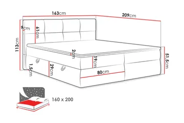 Leckersbo Komplett Sängpaket Kontinentalsäng med förvaring 160x200 cm - Ljusgrå - Möbler - Säng - Komplett sängpaket