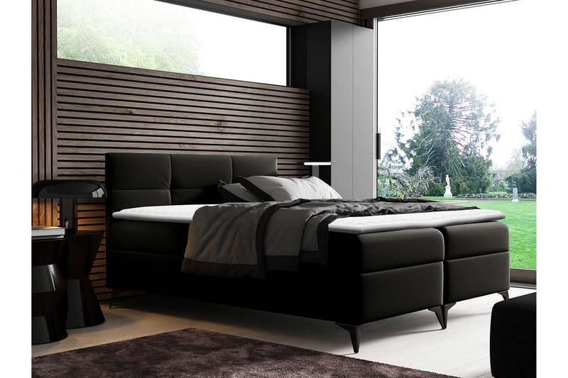 Leckersbo Komplett Sängpaket Kontinentalsäng med förvaring 160x200 cm - Svart - Möbler - Säng - Komplett sängpaket