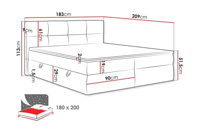 Leckersbo Komplett Sängpaket Kontinentalsäng med förvaring 180x200 cm - Beige - Möbler - Säng - Komplett sängpaket