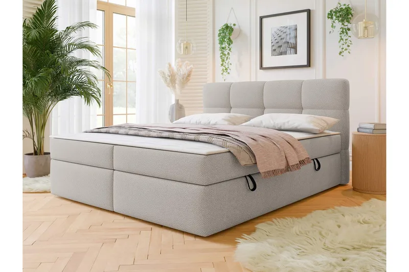 Leckersbo Komplett Sängpaket Kontinentalsäng med förvaring 180x200 cm - Beige - Möbler - Säng - Komplett sängpaket