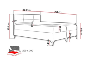 Leckersbo Komplett Sängpaket Kontinentalsäng med förvaring 200x200 cm - Röd - Möbler - Säng - Komplett sängpaket