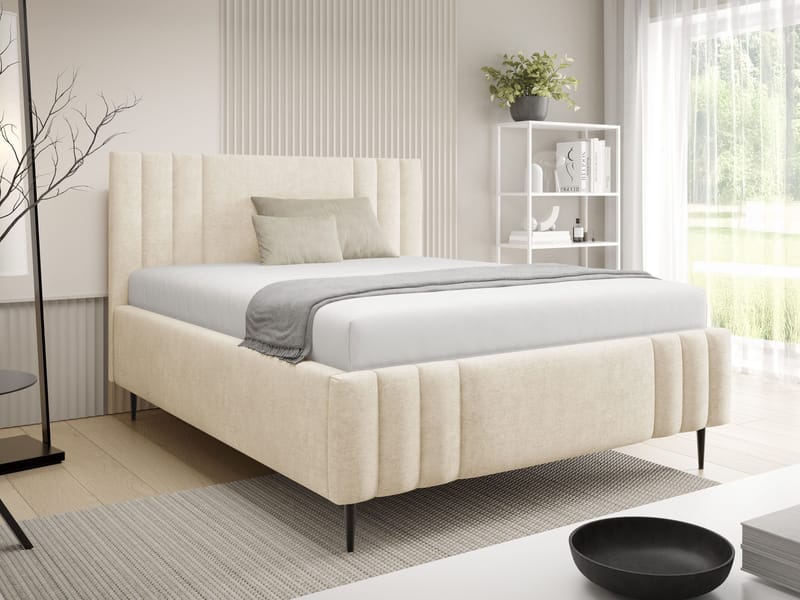 Lomren Sängram med förvaring 140x200 cm - beige - Möbler - Säng - Sängram & sängstomme