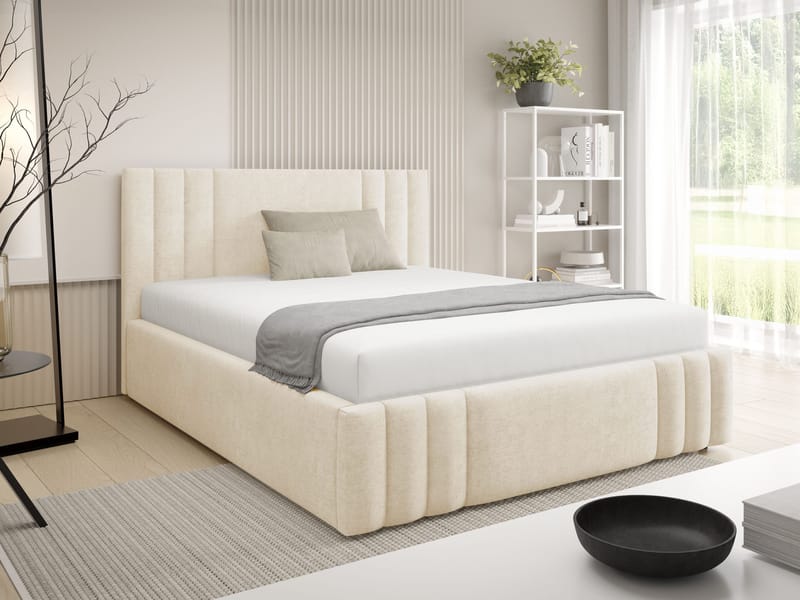 Lomren Sängram med förvaring 180x200 cm - beige - Möbler - Säng - Sängram & sängstomme
