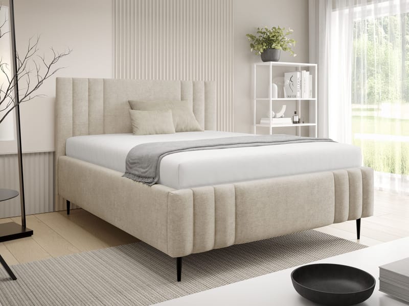 Lomren Sängram med förvaring 180x200 cm - beige - Möbler - Säng - Sängram & sängstomme