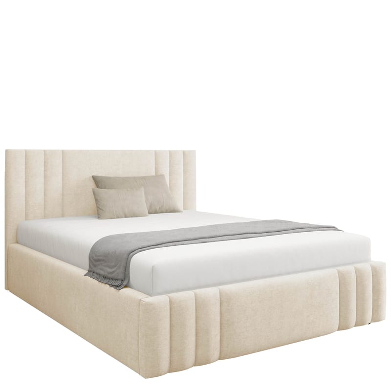 Lomren Sängram med Förvaring 180x200 cm i Tyg med Träunderrede, Beige