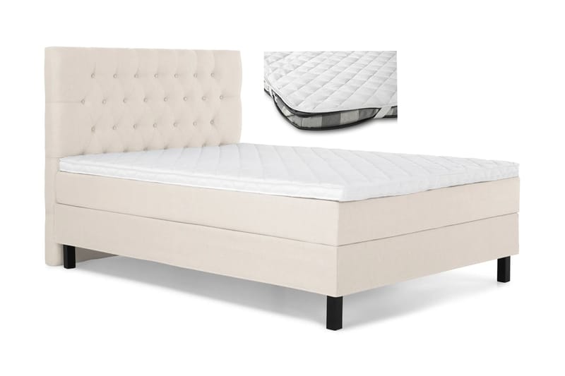 Lucky Komplett Sängpaket 120x200 cm Skummadrass Diamant gavel + Madrasskydd - Beige - Möbler - Säng - Komplett sängpaket