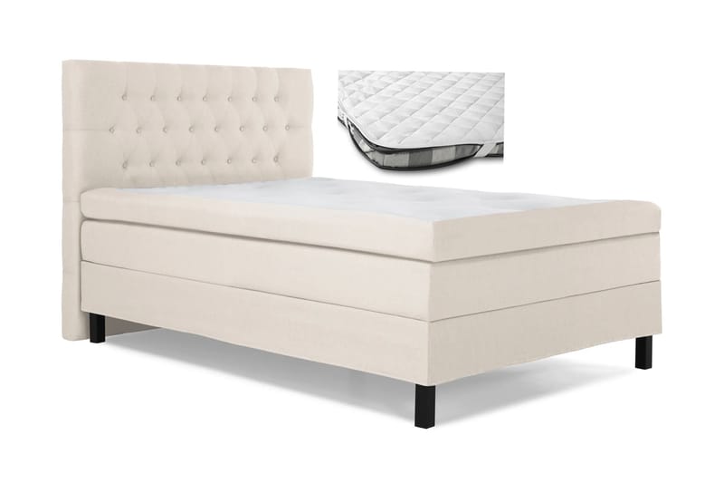 Lucky Komplett Sängpaket 140x200 cm med Sänggavel Fast + Madrasskydd - Beige - Möbler - Säng - Komplett sängpaket