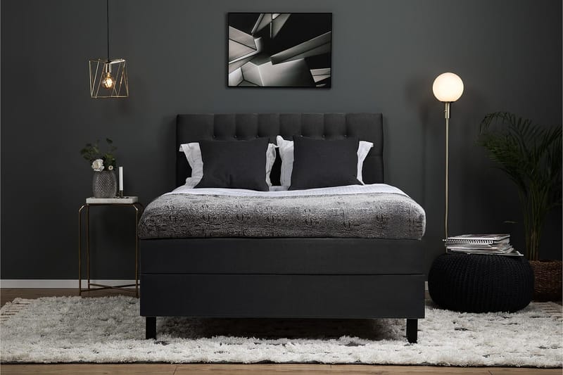 Lucky Komplett Sängpaket 140x200 Polyeter Diamant - Svart / Grå - Möbler - Säng - Komplett sängpaket