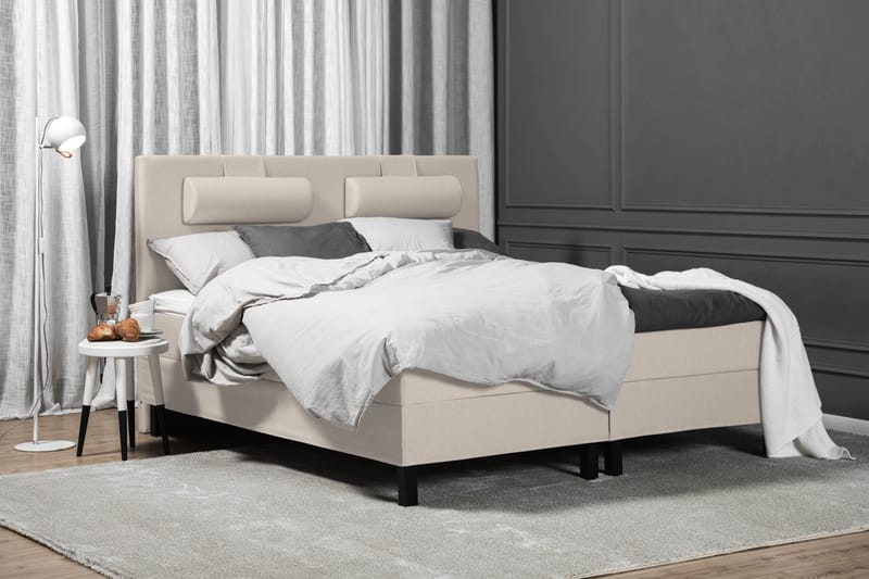 Lucky Komplett Sängpaket 160x200 Skum Slät Sänggavel - Nackkudde Stor Beige - Möbler - Säng - Kontinentalsäng