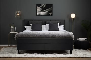 Lucky Komplett Sängpaket 180x200 Memory Slät Sänggavel - Nackkudde Stor Svart/Grå - Möbler - Säng - Komplett sängpaket