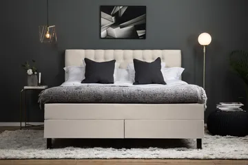 Lucky Komplett Sängpaket 180x200 Polyeter Diamant Sänggavel - Beige - Möbler - Säng - Kontinentalsäng