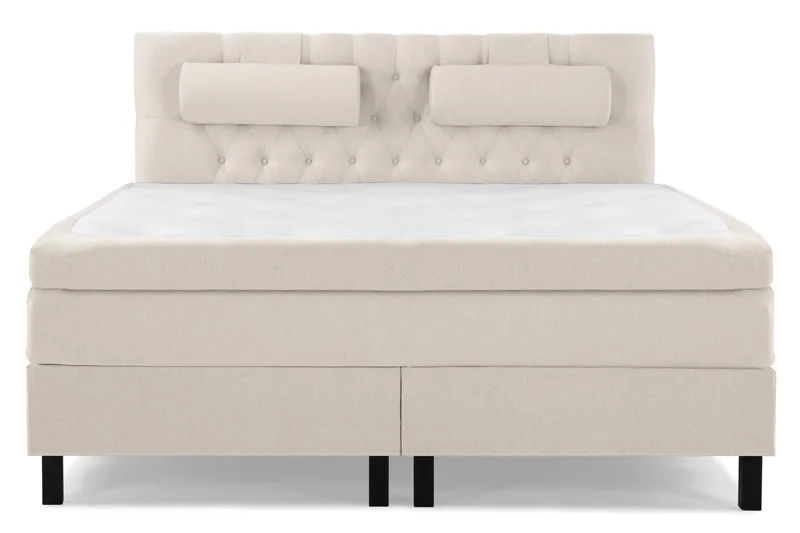 Lucky Komplett Sängpaket 180x200 Polyeter Diamant Sänggavel, Nackkudde Stor Beige