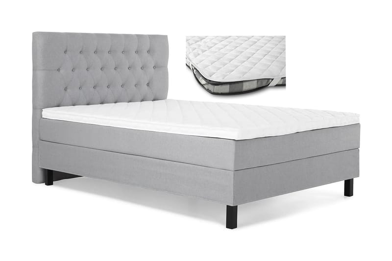 Lucky Komplett Sängpaket Kontinentalsäng med Sänggavel 120x200 cm + Madrasskydd - Grå - Möbler - Säng - Komplett sängpaket