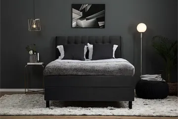 Lucky Kontinentalsäng 140x200Polyeter - Svart/Grå - Möbler - Säng - Komplett sängpaket