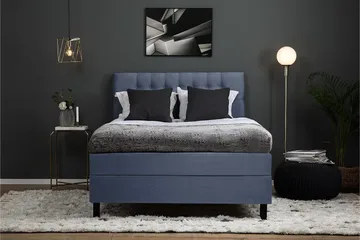 Lucky Sängpaket 140x200 Polyeter Diamant Sänggavel - Mörkblå - Möbler - Säng - Komplett sängpaket