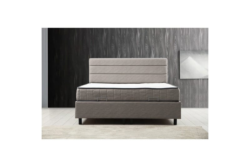 Madrass, Botten & Sänggavel för Enkel Säng Sonyi Set Ljusgrå - 120 x 114 x 200 cm - Möbler - Säng - Sängram & sängstomme