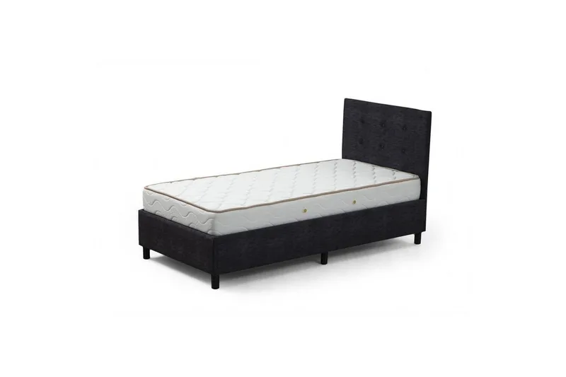 Madrass, Botten & Sänggavel för Enkel Säng Pilode Set Antracit, 90 x 107 x 194 cm