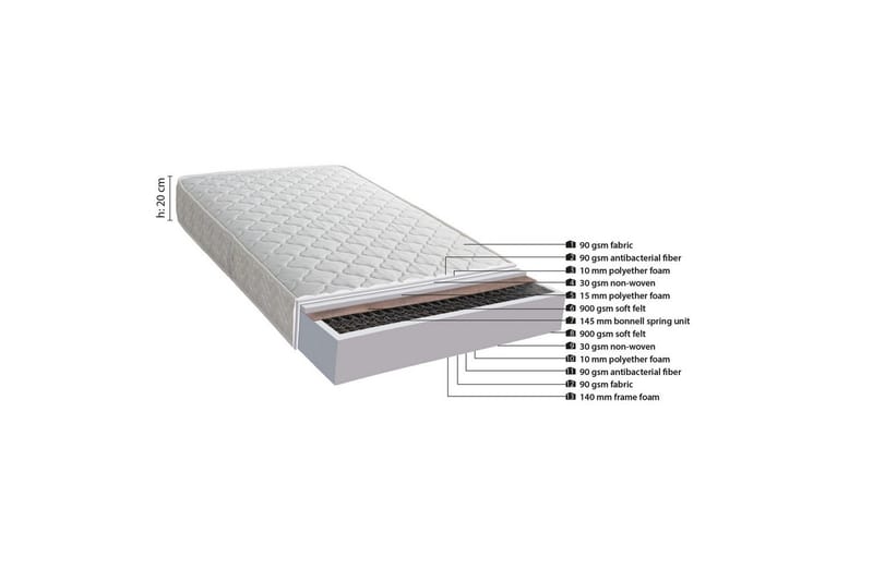 Madrass Queliorhaven Bonel Vit - Vit - Möbler - Säng - Madrasser - Resårmadrass & resårbotten