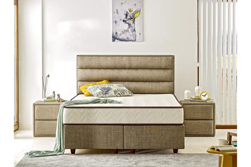Resårmadrass 200x200 cm - Vit/Brun - Möbler - Säng - Madrasser - Resårmadrass & resårbotten