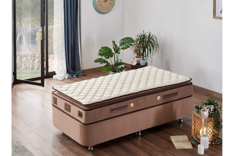 Resårmadrass 100x200 cm - Vit/Brun - Möbler - Säng - Madrasser - Resårmadrass & resårbotten