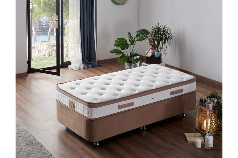 Resårmadrass 100x200 cm - Vit/Brun - Möbler - Säng - Madrasser - Resårmadrass & resårbotten