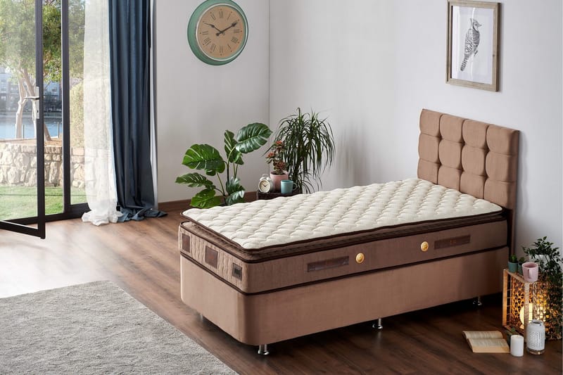 Resårmadrass 100x200 cm - Vit/Brun - Möbler - Säng - Madrasser - Resårmadrass & resårbotten